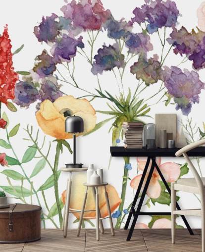 farverige blomster tapet