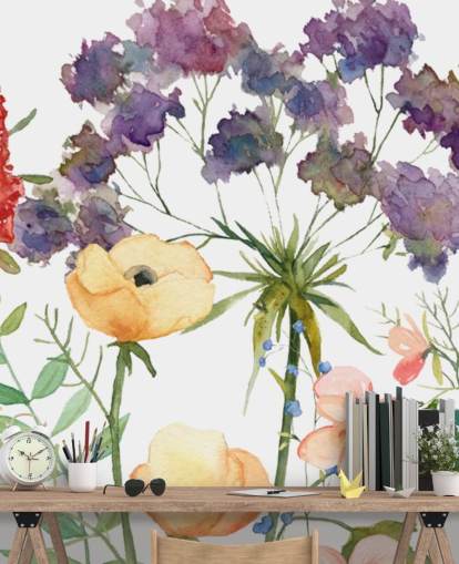 färgglada blommiga tapeter