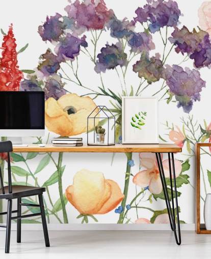 papel pintado floral colorido