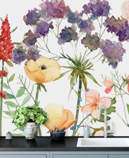 färgglada blommiga tapeter