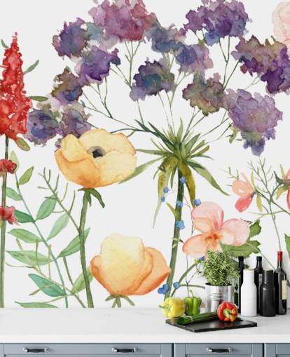 färgglada blommiga tapeter