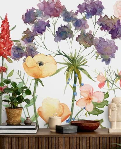 fargerik floral tapet