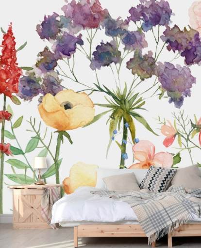 fargerik floral tapet