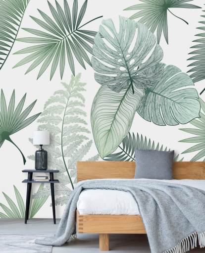 groene bladeren behang