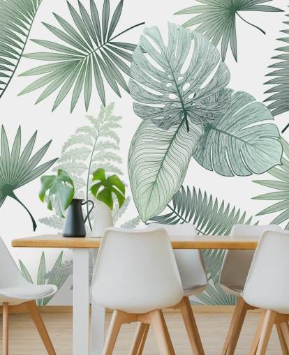 groene bladeren behang