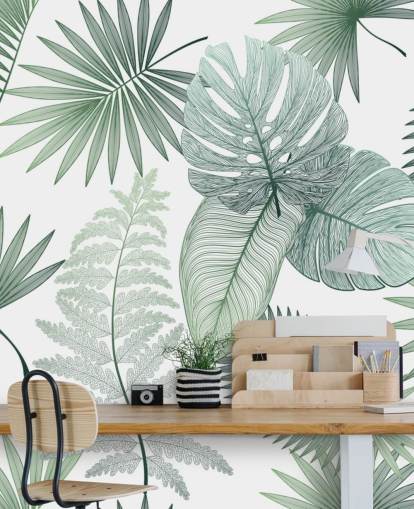 groene bladeren behang