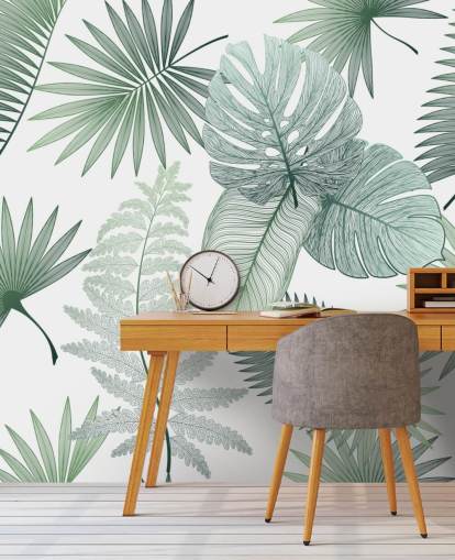 papel de parede folhas verdes