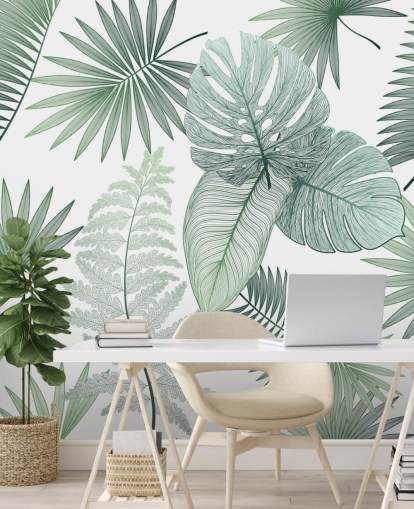 papel de parede folhas verdes