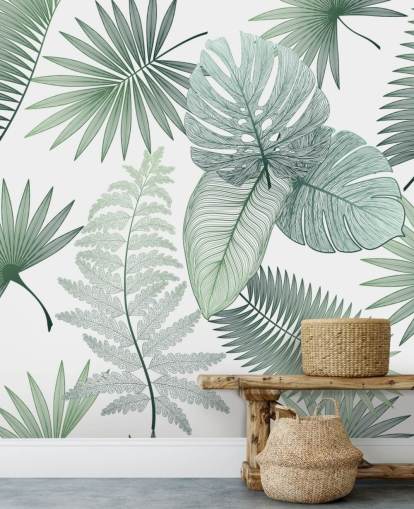 papel de parede folhas verdes