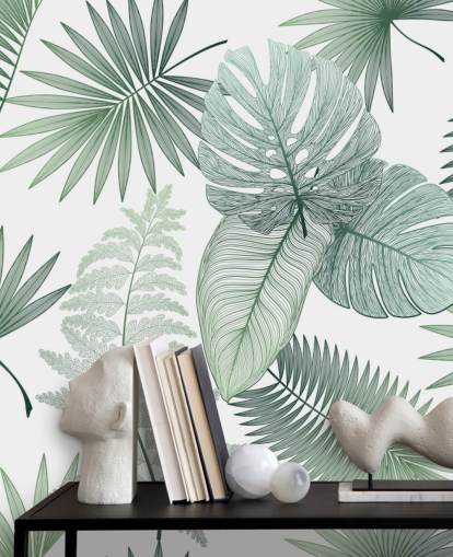 papier peint feuilles vertes