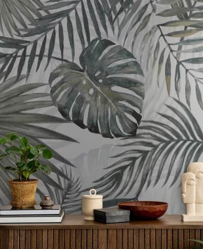 harmaa äänisen palmu leaf tapetti