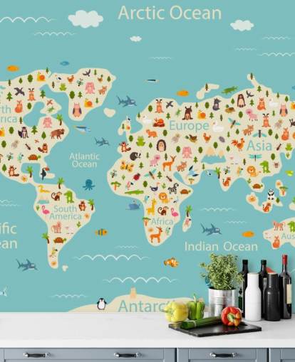 cute animals on kids world map wallpaper cute animals on kids world map wallpaper