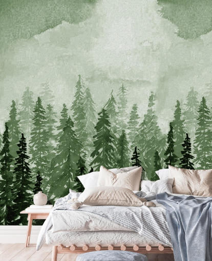 watercolour painted trees wallpaper