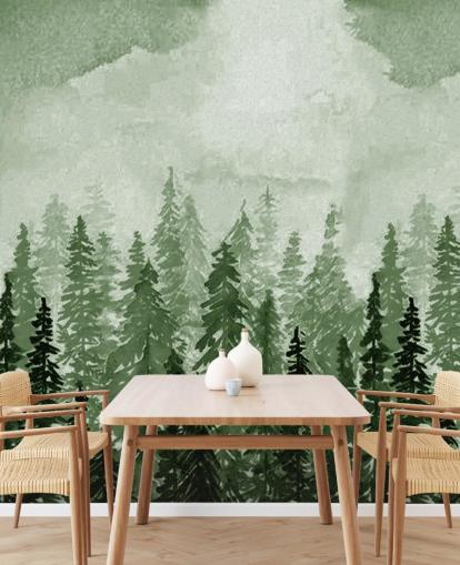 watercolour painted trees wallpaper