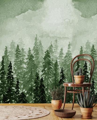 papel de parede de árvores pintadas em