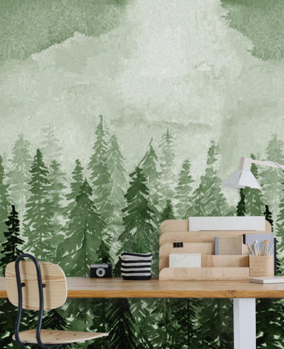 papier peint arbres peints à l'aquarelle