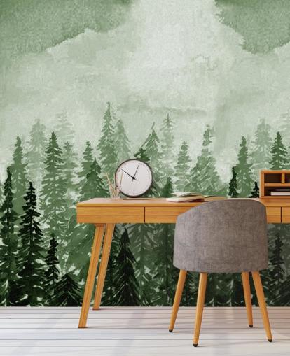 watercolour painted trees wallpaper