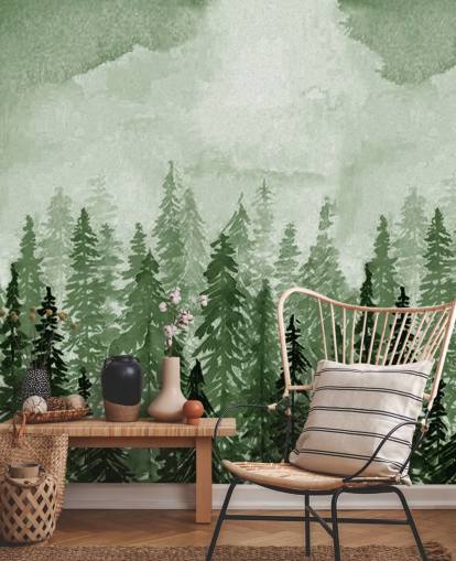 watercolour painted trees wallpaper