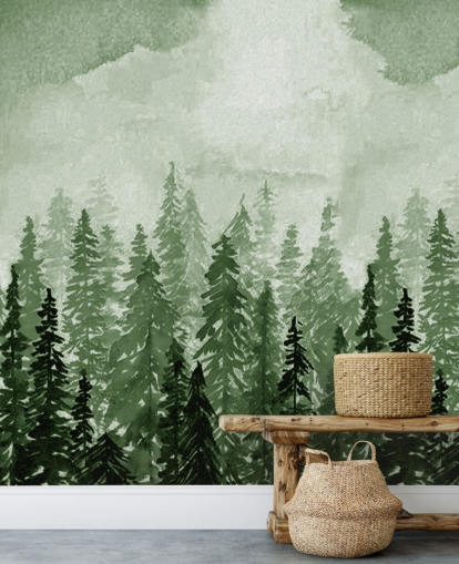 watercolour painted trees wallpaper