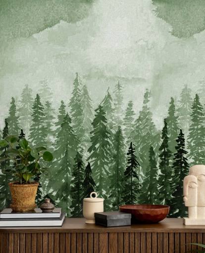 watercolour painted trees wallpaper
