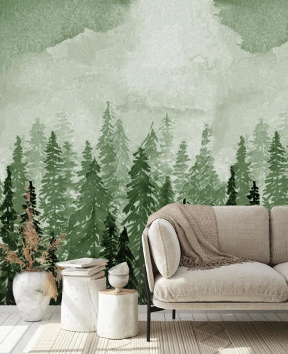 watercolour painted trees wallpaper