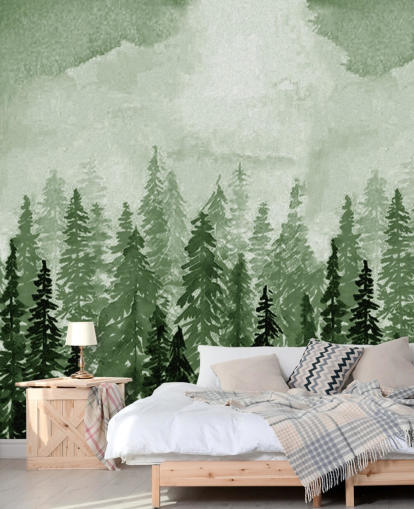 aquarel geschilderde bomen behang