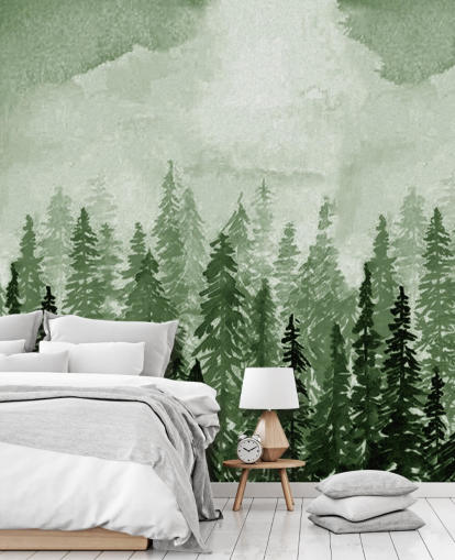 aquarel geschilderde bomen behang