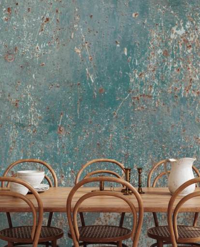 mural de papel pintado industrial azul y cobre llamado Industrial Grunge para dormitorios, bares y cocinas