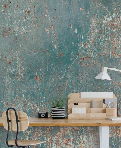 blå och koppar industriell tapetväggmålning kallad Industrial Grunge för sovrum, barer och kök