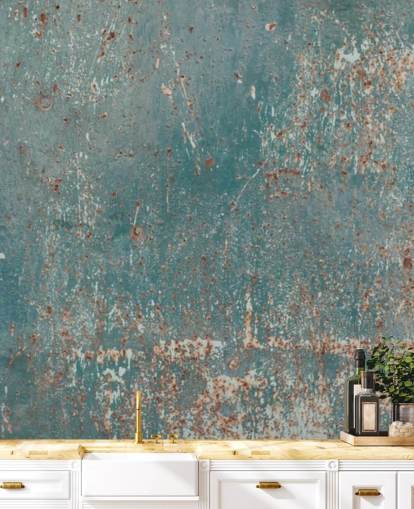 carta da parati industriale blu e rame chiamata Industrial Grunge per camere da letto, bar e cucine carta da parati industriale blu e rame chiamata Industrial Grunge per camere da letto, bar e cucine