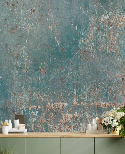 mural de papel pintado industrial azul y cobre llamado Industrial Grunge para dormitorios, bares y cocinas mural de papel pintado industrial azul y cobre llamado Industrial Grunge para dormitorios, bares y cocinas