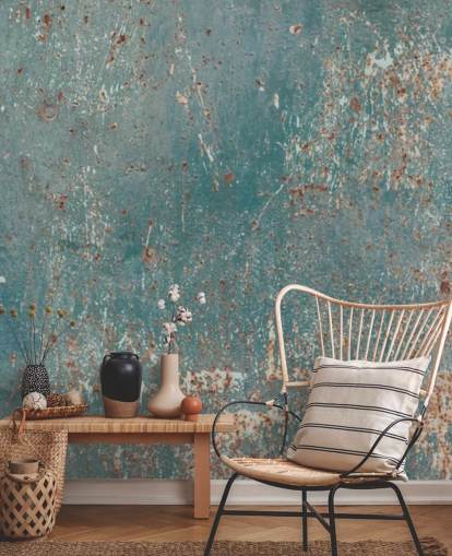 mural de papel pintado industrial azul y cobre llamado Industrial Grunge para dormitorios, bares y cocinas mural de papel pintado industrial azul y cobre llamado Industrial Grunge para dormitorios, bares y cocinas