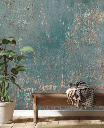 mural de papel pintado industrial azul y cobre llamado Industrial Grunge para dormitorios, bares y cocinas mural de papel pintado industrial azul y cobre llamado Industrial Grunge para dormitorios, bares y cocinas