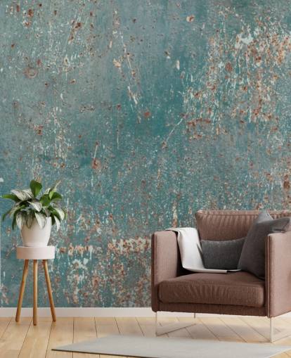 papier peint industriel bleu et cuivre appelé Industrial Grunge pour les chambres, les bars et les cuisines