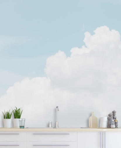 overskyet blå himmel tapet