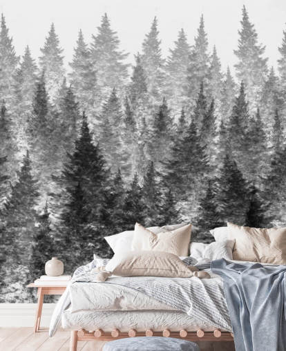 black and white forest wallpaper