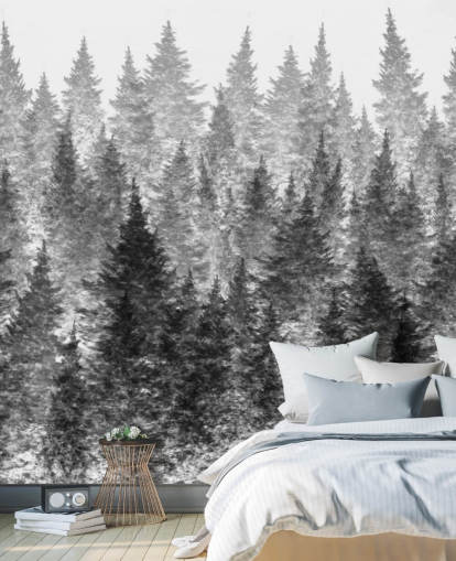 papel de parede floresta preto e branco