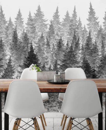 black and white forest wallpaper
