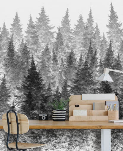 black and white forest wallpaper