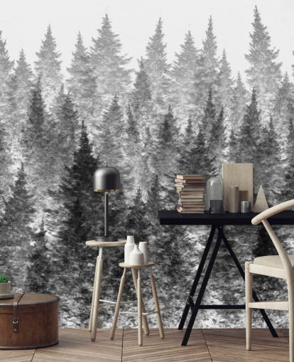 Schwarzweiss-Wald-Tapete Schwarzweiss-Wald-Tapete