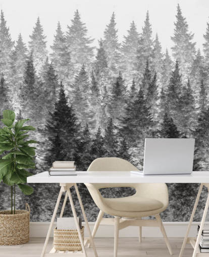 black and white forest wallpaper
