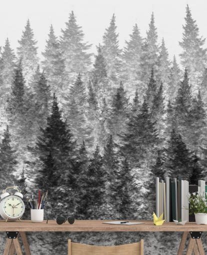 black and white forest wallpaper