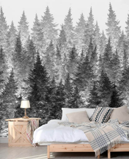 papel pintado bosque blanco y negro papel pintado bosque blanco y negro