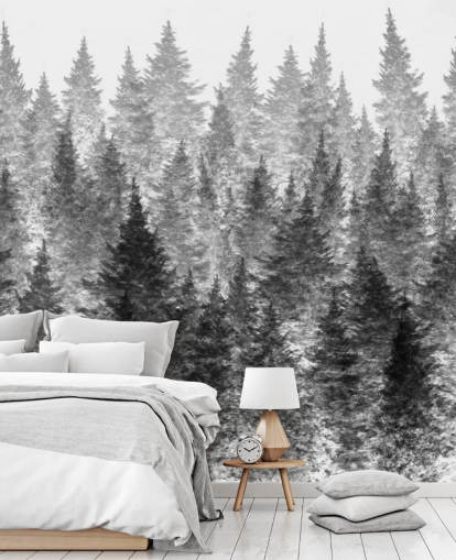 black and white forest wallpaper