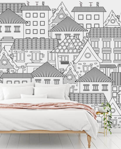 doodled houses wallpaper