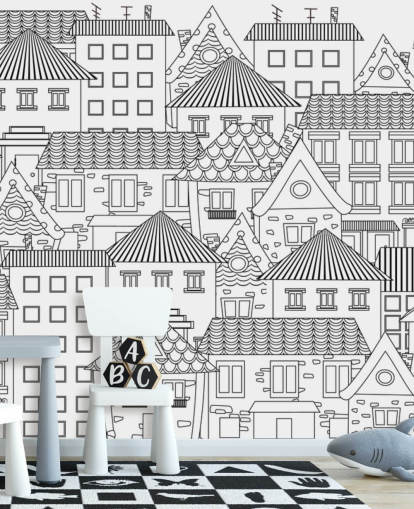 doodled houses wallpaper