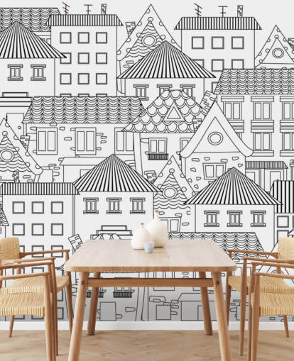 doodled houses wallpaper