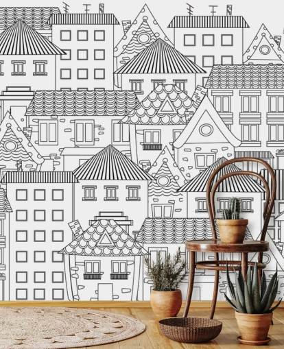 doodled houses wallpaper