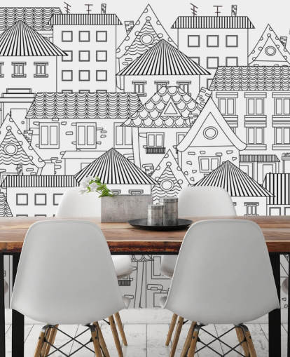 doodled houses wallpaper