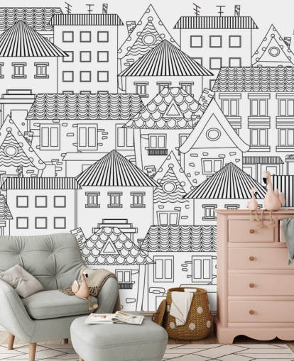 doodled houses wallpaper